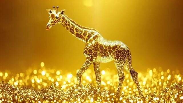 Golden giraffe against a golden background