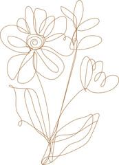 Delicate hand drawn floral illustration with subtle watercolor accents on a white background