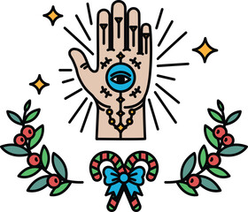 A hand with an eye in the middle of it