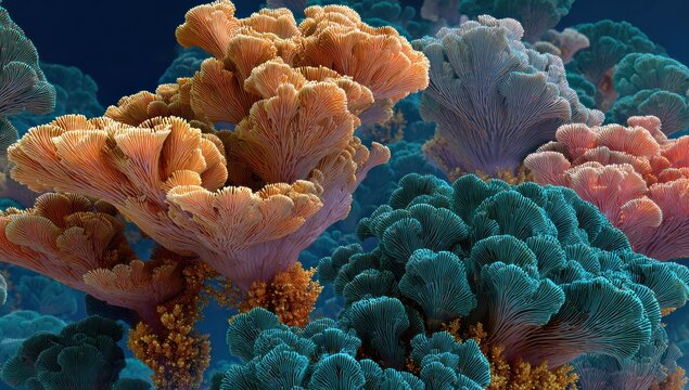 Colorful coral reef ecosystem underwater marine life vibrant.