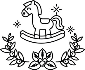 A horse is sitting on a rocking horse