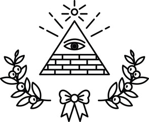 A pyramid with an eye on top of it