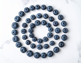Aesthetic Chic Flatlay of Fresh Blueberries on Marble