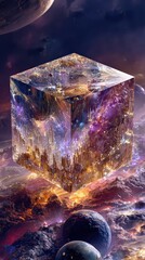 Abstract City Cube In Space