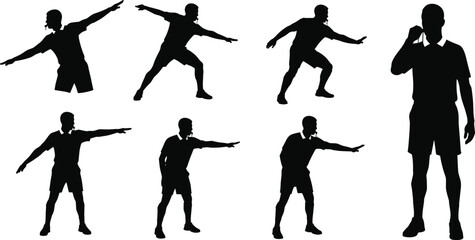 Gesture silhouette pose, expressive body movement, dynamic figure stance, blue outline action, physical communication, isolated background, dance or signal motion