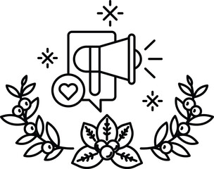 A black and white drawing of a microphone with a heart symbol next to it