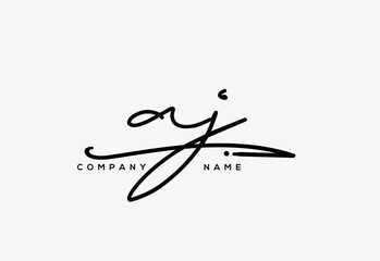 AJ Luxury Elegant Signature Style Cursive Script Logo Design for Branding and Identity.