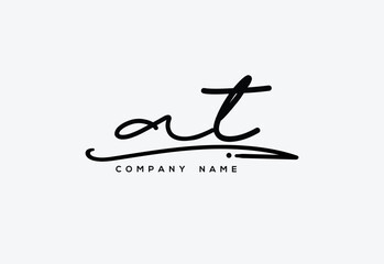 AT Luxury Elegant Signature Style Cursive Script Logo Design for Branding and Identity.