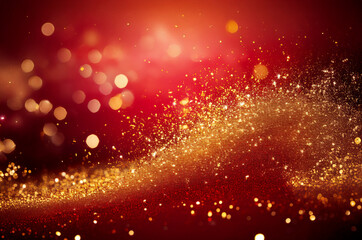 金粉が舞うキラキラのある赤色背景