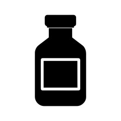 Medicine Bottle with Label Silhouette Vector Art