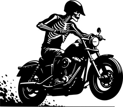 Skeleton Riding a Chopper Motorcycle Vector