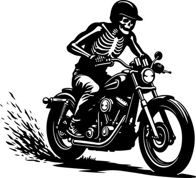 Skeleton Riding a Chopper Motorcycle Vector