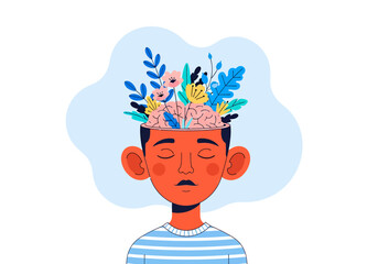 Cultivating a Flourishing Mind A vibrant conceptual illustration representing positive mental health, emotional well-being, and inner growth