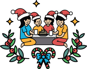 They are smiling and enjoying a meal together