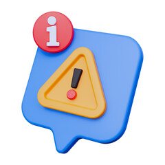 Information Sign with Exclamation Mark on Triangle with Blue Speech Bubble and Red Circle on Transparent Background