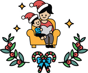 A man and a child are sitting on a couch