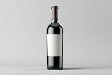 A dark red wine bottle, blank label