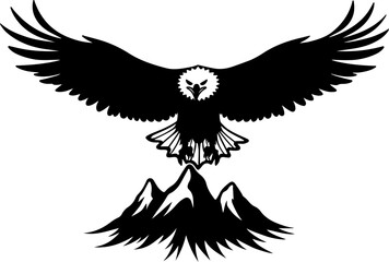 Obraz premium Bald Eagle Perched on Mountain Vector Bundle