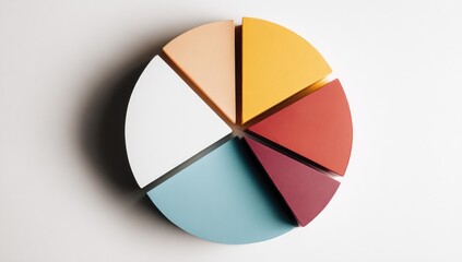 Fototapeta premium Colorful Pie Chart on White Background Representing Data Division and Statistics.