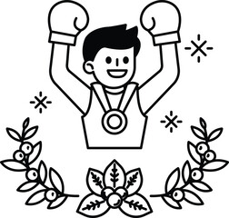 A man in a boxing ring with a medal on his chest