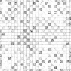 Abstract black and white grid with grainy texture