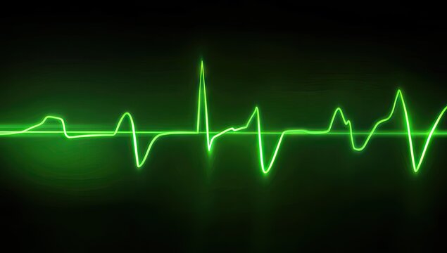 Neon green waveform against a dark background. - Powered by Adobe