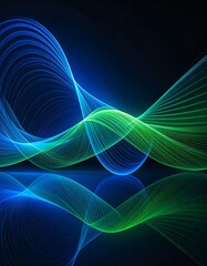 Abstract swirling lines in vibrant teal and emerald greens