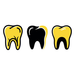 Three teeth dental health icons