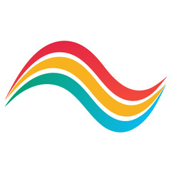 Vibrant Linear Wave Vector Pattern Element on White