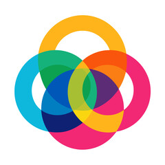 Obraz premium Vibrant Overlapping Circle Vector Design Element on White