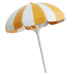Isolated Beach Umbrella with Yellow and White Stripes on Transparent Background Summer Holiday Vibes Vacation at the Beach Resort