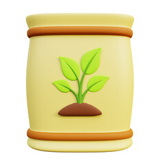 Isolated Beige Container with Green Plant 3D Render on Transparent Background