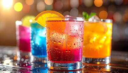 Colorful Cocktails Sit Bar Top