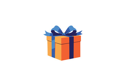 Obraz premium A decorated gift box with a blue ribbon and bow is ready for giving.