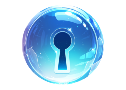 frosted-glass lock icon with keyhole and rim light