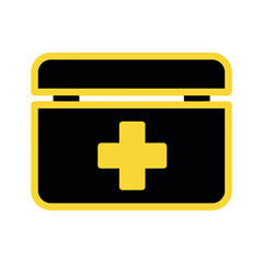 Yellow cross first aid kit icon
