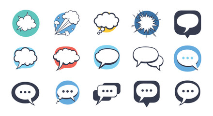 Obraz premium A collection of speech bubble icons for communication and conversation.