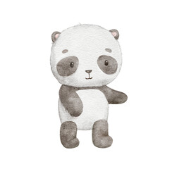 Watercolor cute woodland animal, little bear illustration for baby. Isolated drawing for nursery, character for kids