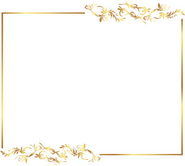 Naklejka premium frame with leaves gold border Golden Border Warm Color Frame 