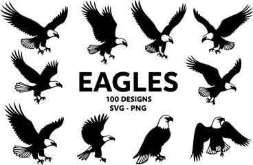 Eagle Silhouette Collection: Majestic Birds in Flight