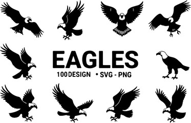 Eagle Silhouette Collection: Majestic Birds in Flight