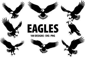 Eagle Silhouette Collection: Majestic Birds in Flight