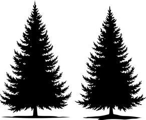 Fototapeta premium Pine Tree Silhouette Illustration