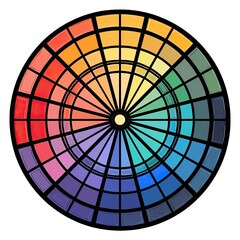 Circular color wheel showing various hues and shades