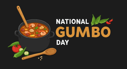 National gumbo day vector illustration, cooking