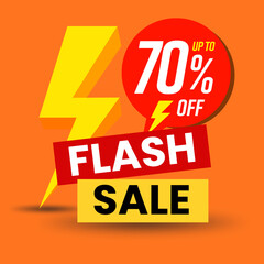 Flash sale poster vector background up to 70%. Flash sale background design for banners, posters, advertising, and marketing.