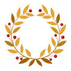 Elegant Thanksgiving Wreath Vector Frame _ Elegant golden wreath with subtle berries and leaves.