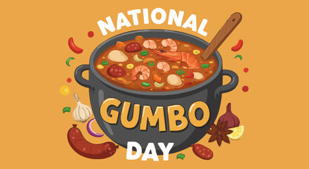 National gumbo day vector illustration, seafood