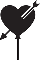 Valentine’s arrow through balloon vector illustration with love, romance, celebration, festive heart design.