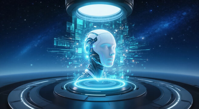 Artificial intelligence AI robot chip big data technology background